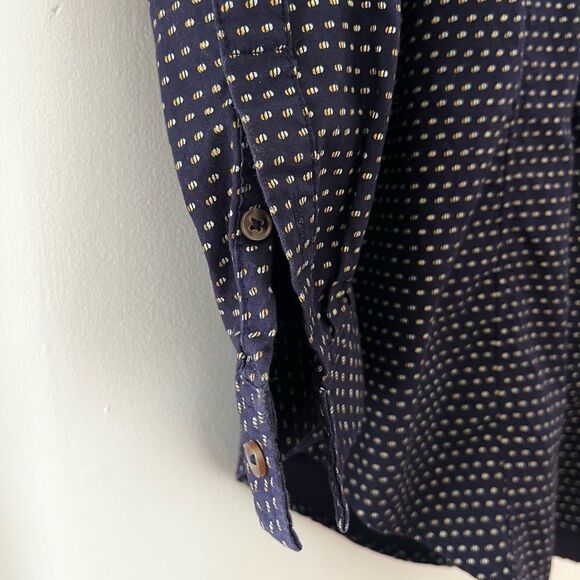 Anthropologie Maeve Blue Long Sleeve Polka Dot Cotton Long Blouse - Picture 5 of 9